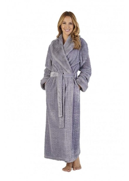 Slenderella Faux Fur Collar Dressing Gown